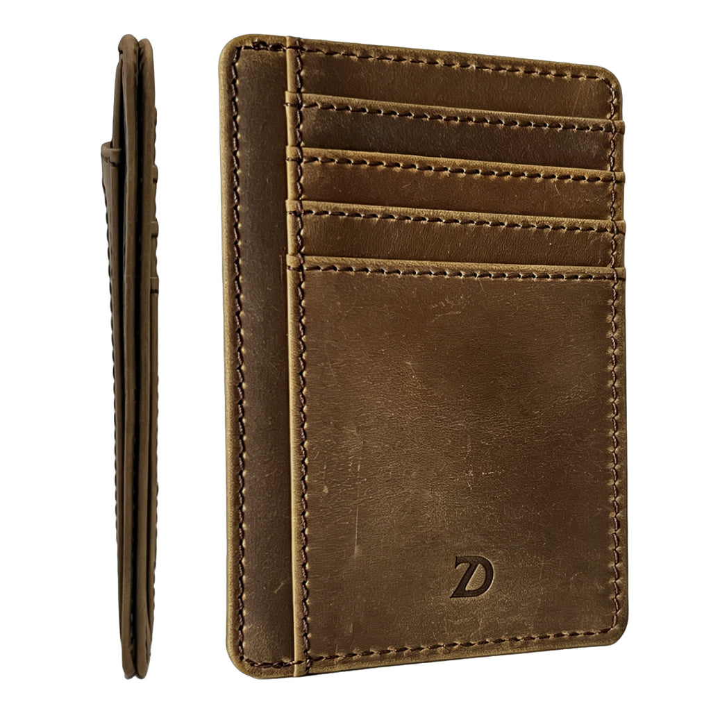 ZyDrazen Genuine Leather Slim Wallet for Men Women, 7 Card Slots ID Coin Pocket