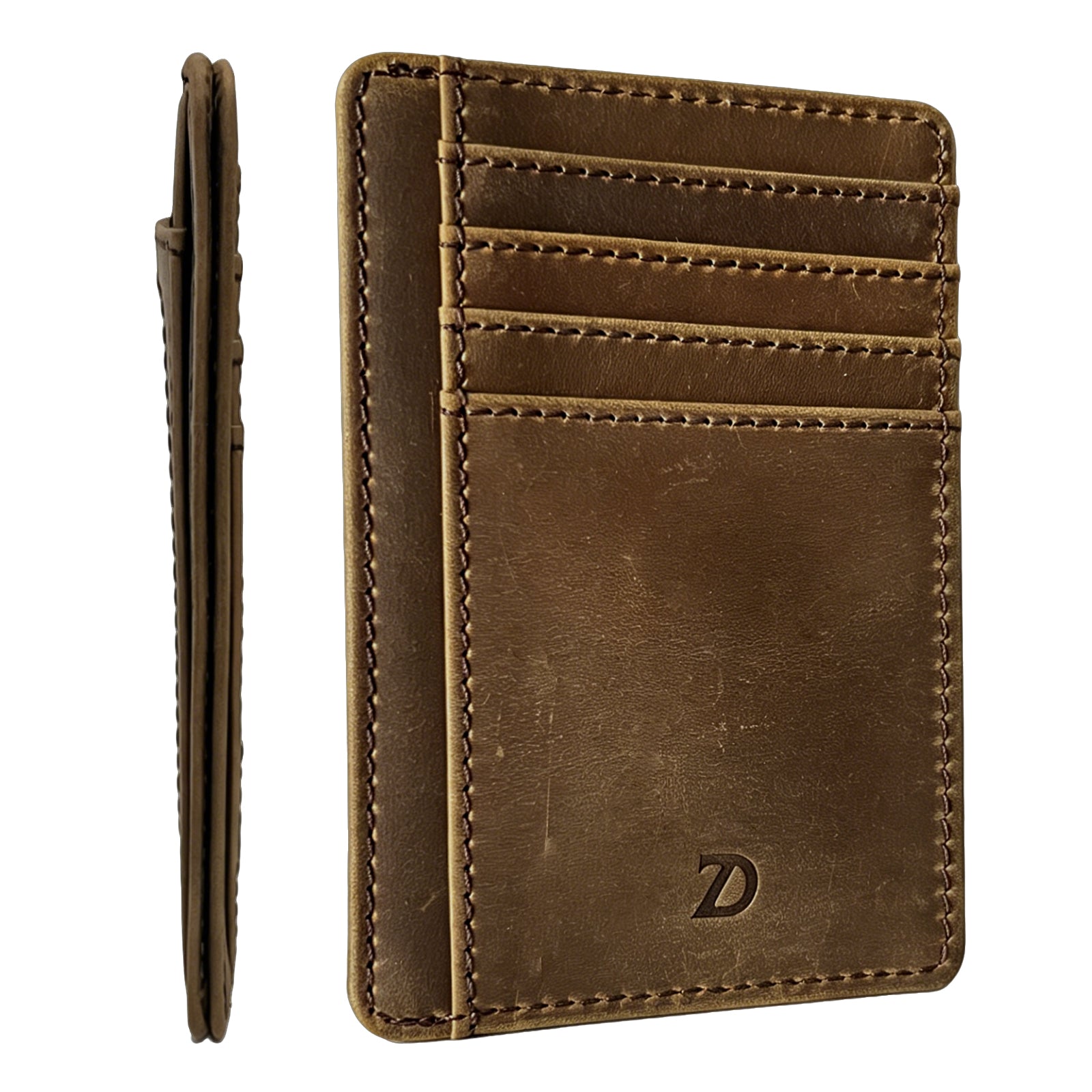 ZyDrazen Genuine Leather Slim Wallet for Men Women, 7 Card Slots ID Coin Pocket