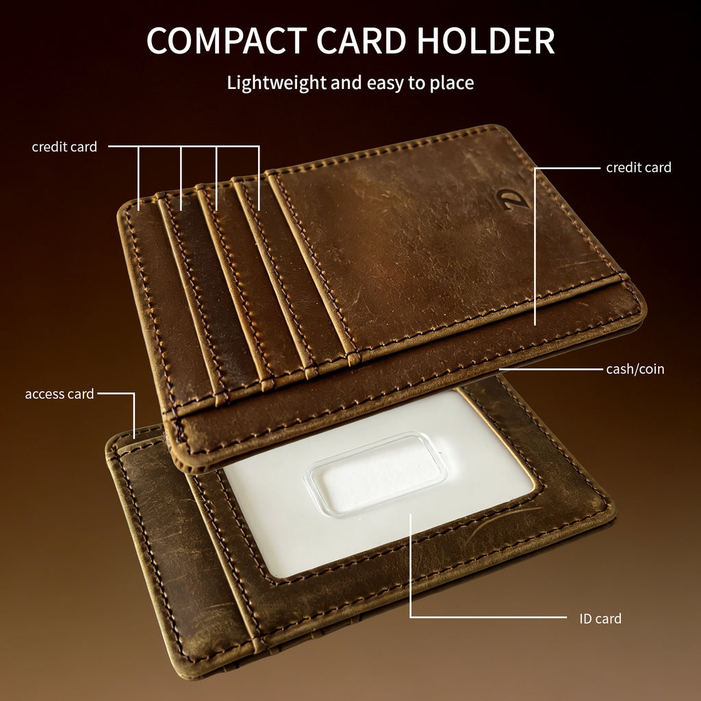 ZyDrazen Genuine Leather Slim Wallet for Men Women, 7 Card Slots ID Coin Pocket