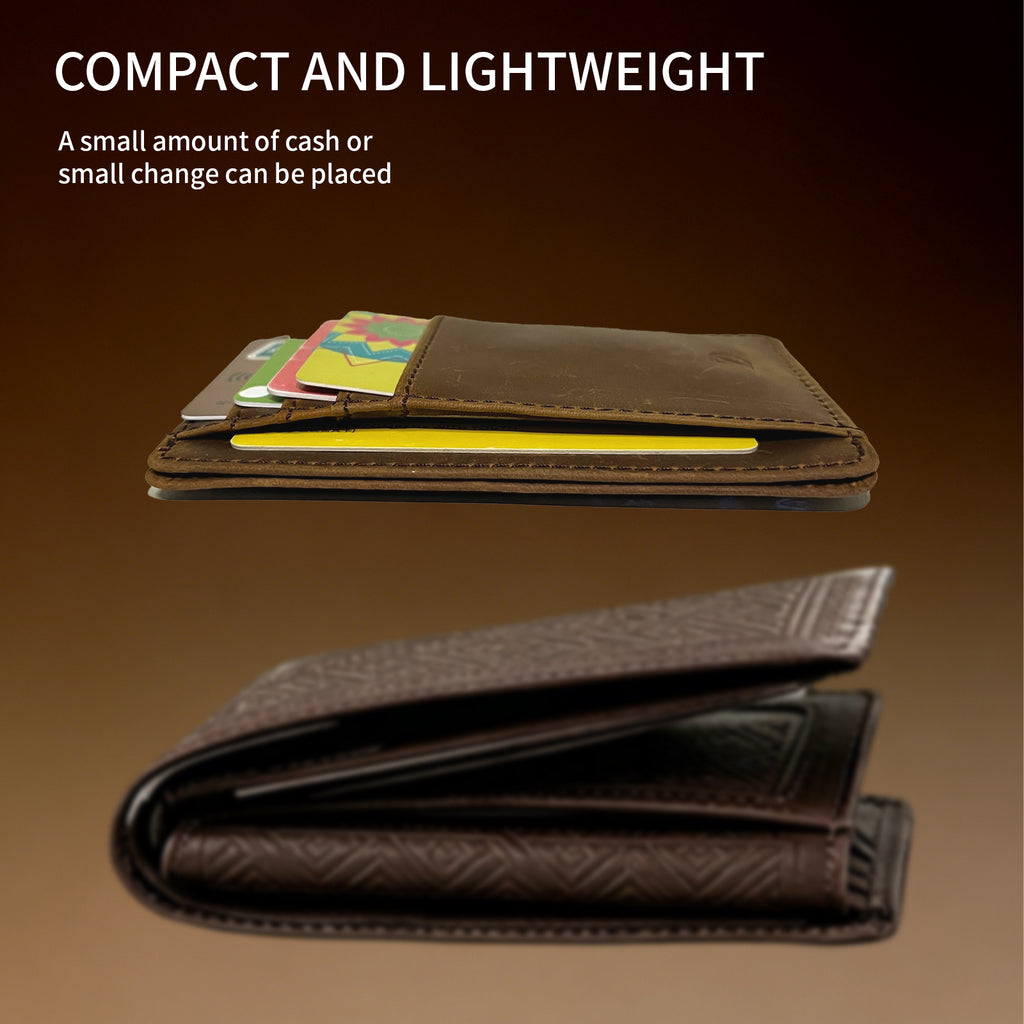 ZyDrazen Genuine Leather Slim Wallet for Men Women, 7 Card Slots ID Coin Pocket
